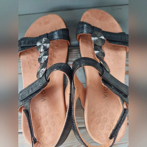 Vionic Farra II Medallions Women's Sandals Sz 8W Black Strappy Orthotic Comfort - Picture 6 of 9
